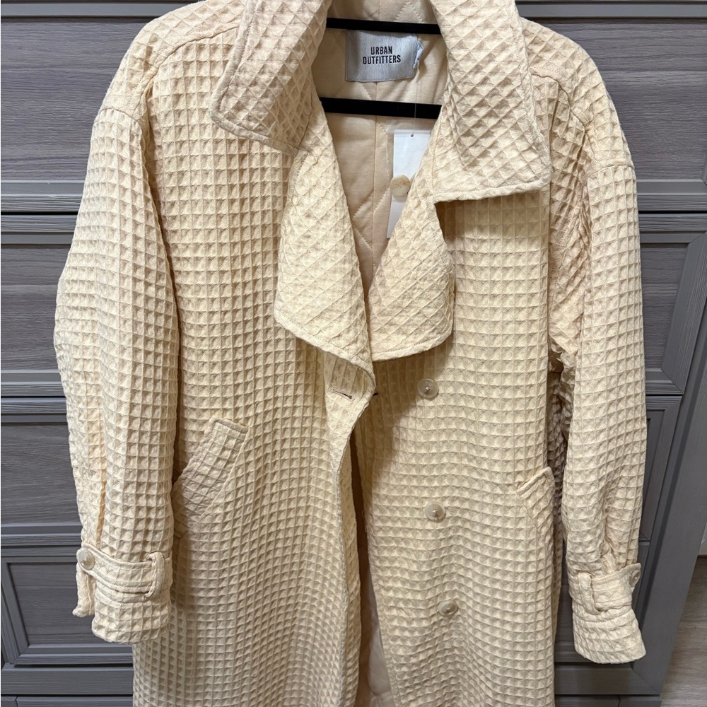 Chic Cream Waffle Coat